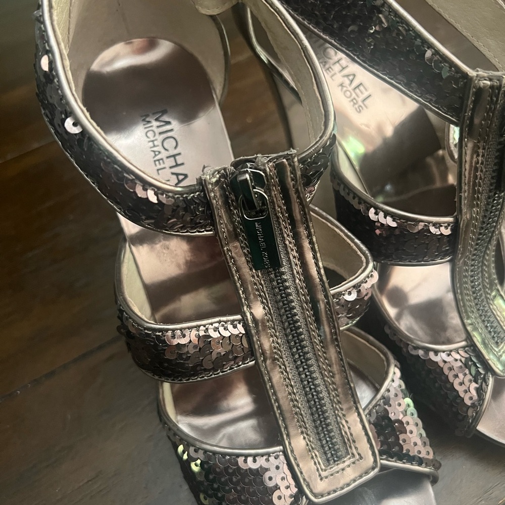 Michael Kors Silver Sequin Heels 7.5
